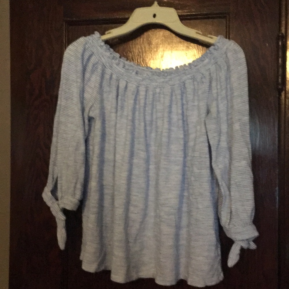 Blue and white striped top